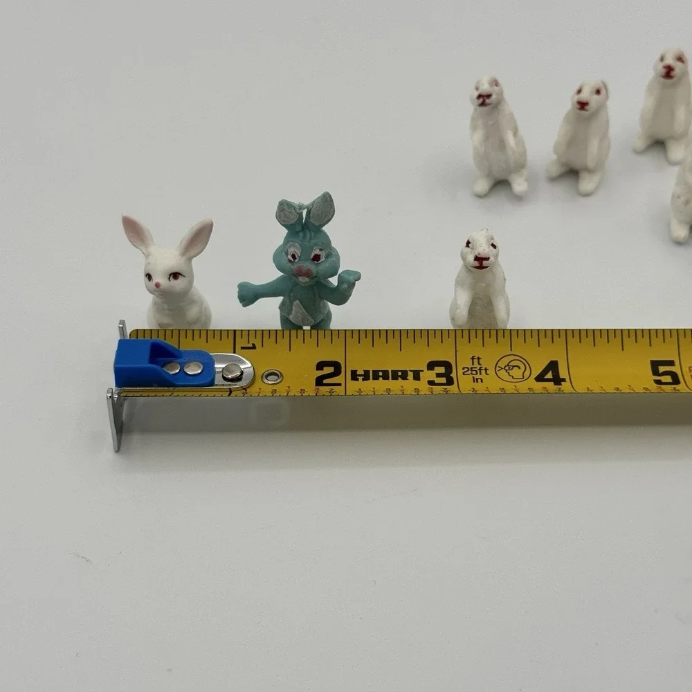 Vintage Hong Kong Plastic Rabbit Figurines Mini Bunny Lot Cake Toppers kitsch